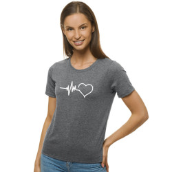 Moteriški tamsiai pilki marškinėliai Heartbeat
