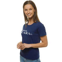 Moteriški tamsiai mėlynos spalvos marškinėliai Zaraza