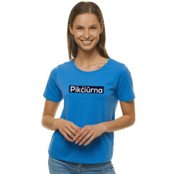 Moteriški mėlynos spalvos marškinėliai Pikčiūrna