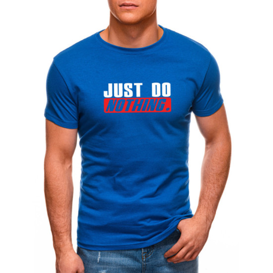 Mėlyni vyriški marškinėliai Just do nothing JS/712005 - Marškinėliai Mėlyni vyriški marškinėliai Just do nothing JS/712005