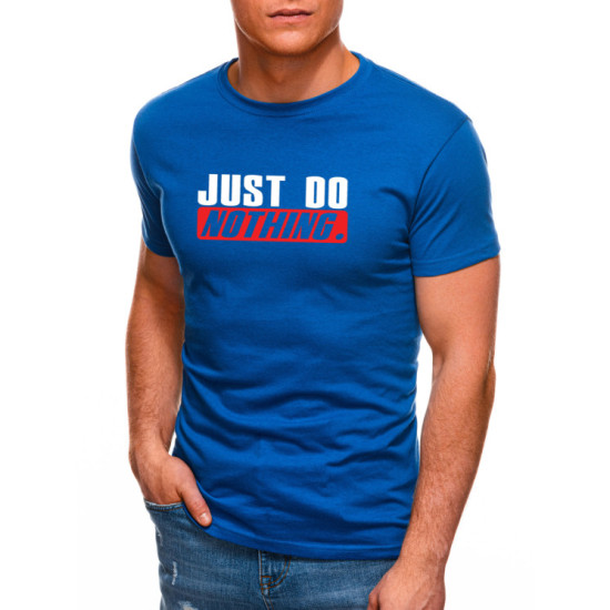 Mėlyni vyriški marškinėliai Just do nothing JS/712005 - Marškinėliai Mėlyni vyriški marškinėliai Just do nothing JS/712005