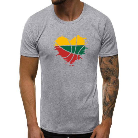 Gray mens t-shirt Širdis JS/712005 - T-shirt Gray mens t-shirt Širdis JS/712005