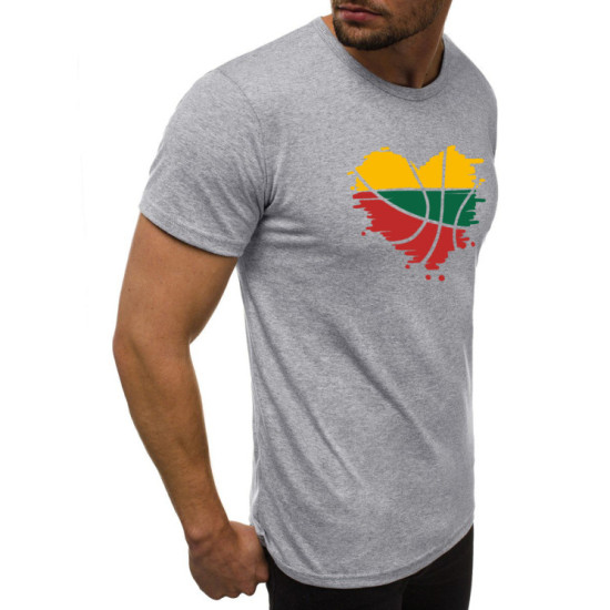 Gray mens t-shirt Širdis JS/712005 - T-shirt Gray mens t-shirt Širdis JS/712005