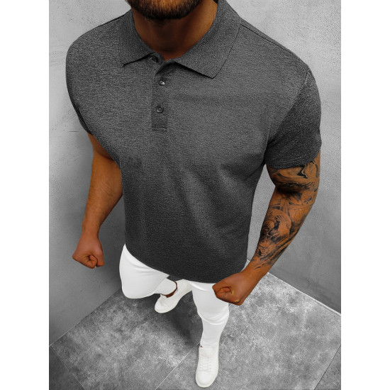 Vīriešu tumši pelēks polo krekls Casual JS/8T80/5 - T-krekls Vīriešu tumši pelēks polo krekls Casual JS/8T80/5