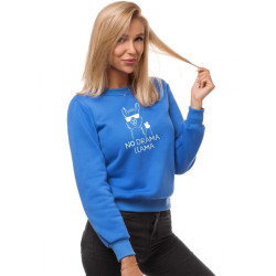 Akcija Šviesiai mėlynas moteriškas džemperis be gobtuvo No drama Llama