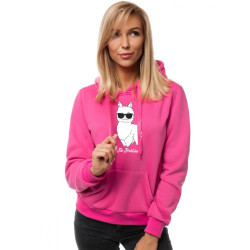 Rožinis moteriškas džemperis su gobtuvu No ProbLlama