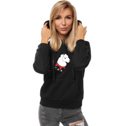 Juodas moteriškas džemperis su gobtuvu Llama