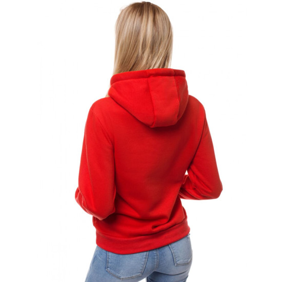 Raudonas moteriškas džemperis su gobtuvu No drama Llama JS/W02 Premium