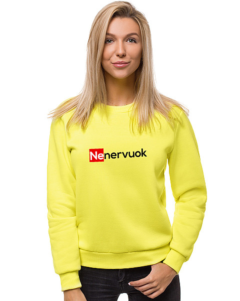 Moteriškas geltonas neoninis džemperis Nenervuok