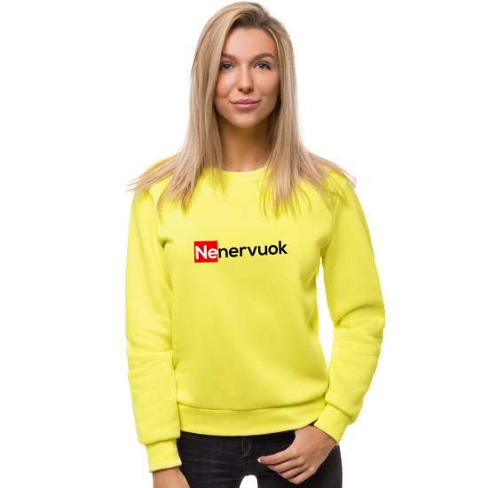 Moteriškas geltonas neoninis džemperis Nenervuok JS/W01 - Džemperiai Moteriškas geltonas neoninis džemperis Nenervuok JS/W01