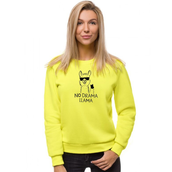 Geltonas moteriškas džemperis be gobtuvo No drama Llama JS/W01 - Džemperiai Geltonas moteriškas džemperis be gobtuvo No drama Llama JS/W01 Premium