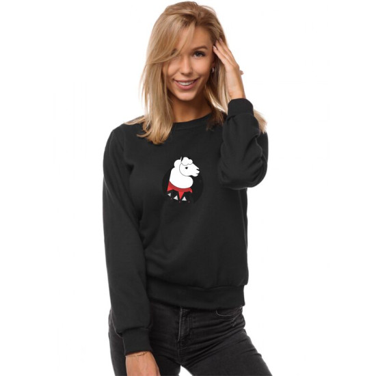 Black womens hooded sweatshirt Lama JS/W01 - Jumpers Black womens hooded sweatshirt Lama JS/W01 Premium