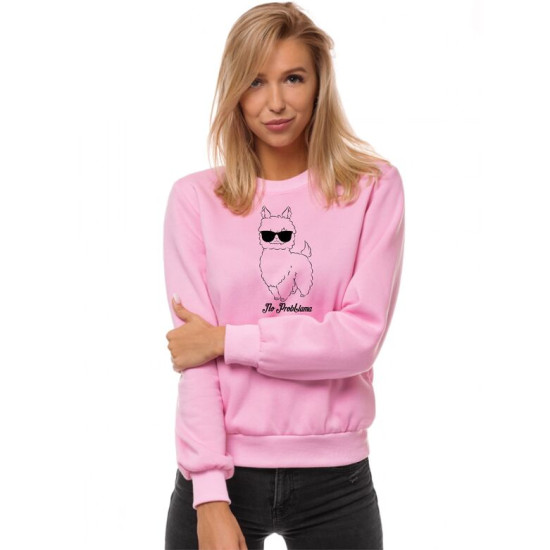 Pink womens jumper without a hood No ProbLama JS/W01 - Jumpers Pink womens jumper without a hood No ProbLama JS/W01 Premium