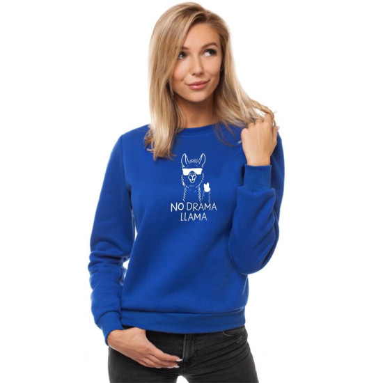 Mėlynas moteriškas džemperis be gobtuvo No drama Llama JS/W01 Premium