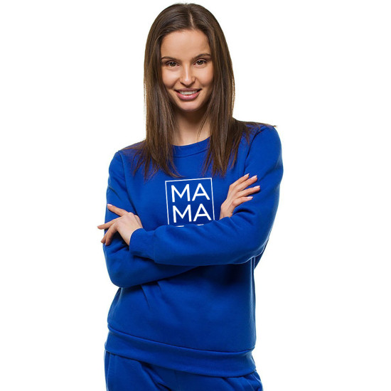 Moteriškas mėlynas džemperis MAMA JS/W01 - Džemperiai Moteriškas mėlynas džemperis MAMA JS/W01