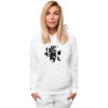 White women's sweater with a hood Vytis