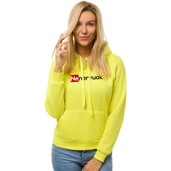Geltonas moteriškas džemperis su gobtuvu Nenervuok JS/W02