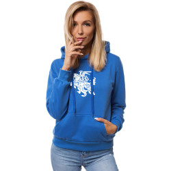 Mėlynas moteriškas džemperis su gobtuvu "Vytis"