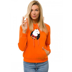 Oranžs sieviešu džemperis ar kapuci Llama