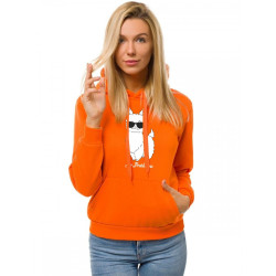 Oranžs sieviešu džemperis ar kapuci No ProbLlama