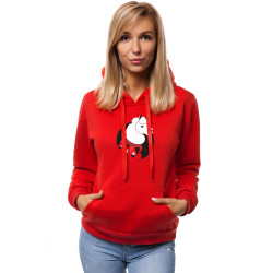 Raudonas moteriškas džemperis su gobtuvu Llama