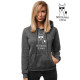 Tamsiai pilkas moteriškas džemperis su gobtuvu No drama Llama JS/W02 Premium