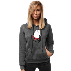Tamsiai pilkas moteriškas džemperis su gobtuvu Llama