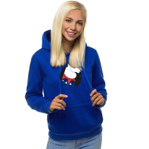 Mėlynas moteriškas džemperis su gobtuvu Llama