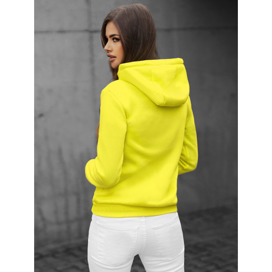 Moteriškas džemperis su gobtuvu geltonos-neoninės spalvos Look JS/W03 - Džemperiai Moteriškas džemperis su gobtuvu geltonos-neoninės spalvos Look JS/W03