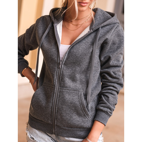 Womens hooded jumper in dark grey Look JS/W03 - Jumpers Womens hooded jumper in dark grey Look JS/W03