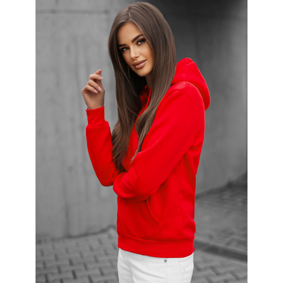 Womens red hooded sweater Look JS/W03 - Jumpers Womens red hooded sweater Look JS/W03