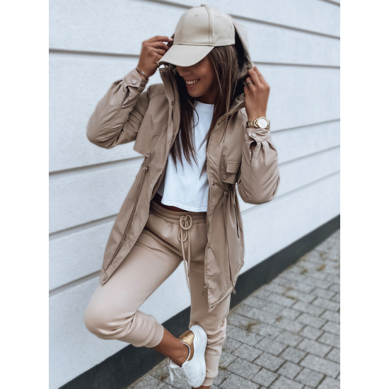 Leather Jacket Beige Cap Womens Women's Gabardine Biker Jacket