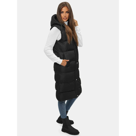 Juoda moteriška liemenė su gobtuvu Vivol JS/M728/39 - Moterims Juoda moteriška liemenė su gobtuvu Vivol JS/M728/39
