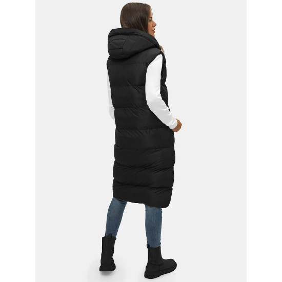 Juoda moteriška liemenė su gobtuvu Vivol JS/M728/39 - Moterims Juoda moteriška liemenė su gobtuvu Vivol JS/M728/39