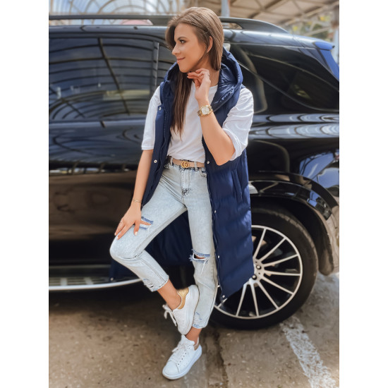Luves navy blue hooded vest for women TY3034 - For women Luves navy blue hooded vest for women TY3034