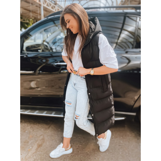 Womens black hooded vest by Luves TY3030 - For women Womens black hooded vest by Luves TY3030