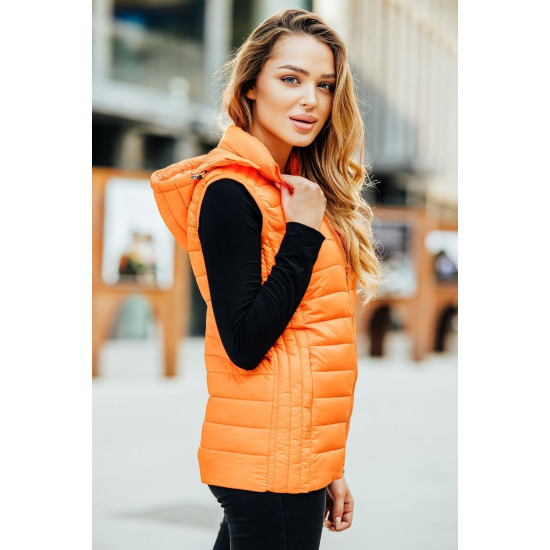 Caramel vest with hood Dzil JS/M23039 - For women Caramel vest with hood Dzil JS/M23039