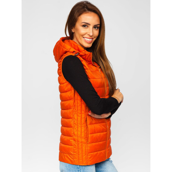 Caramel vest with hood Dzil JS/M23039 - For women Caramel vest with hood Dzil JS/M23039