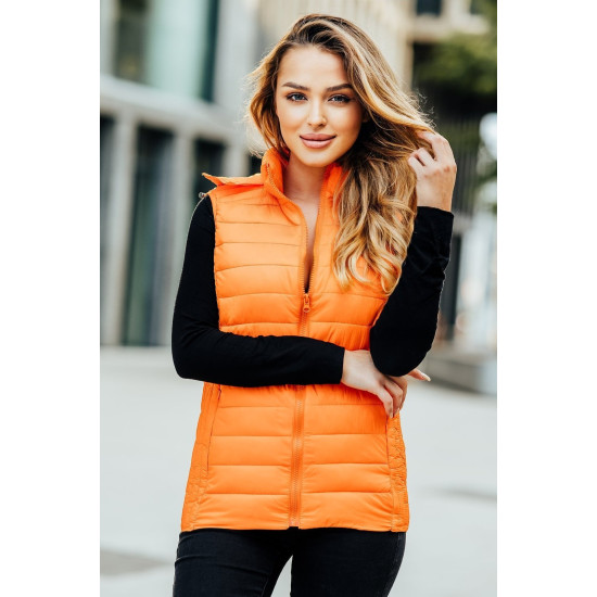 Caramel vest with hood Dzil JS/M23039 - For women Caramel vest with hood Dzil JS/M23039