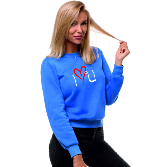 Womens light blue jumper Love JS/W01 - Notes for women Womens light blue jumper Love JS/W01