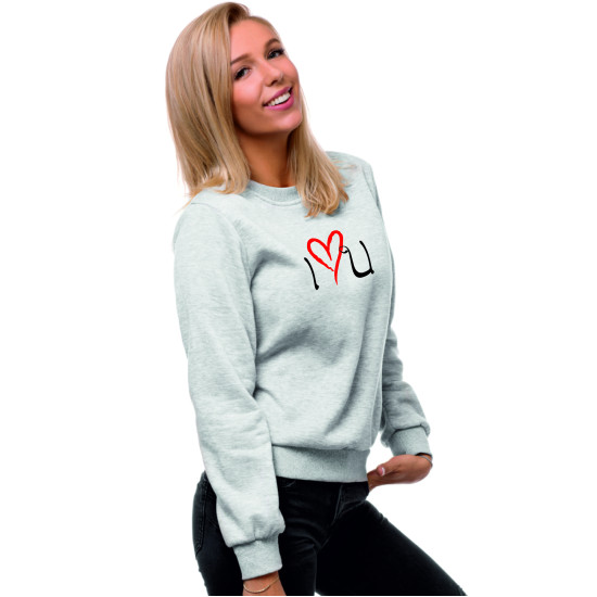 Womens grey jumper Love JS/W01 - Notes for women Womens grey jumper Love JS/W01