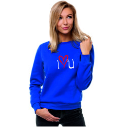 Moteriškas ryškiai mėlynas džemperis Love