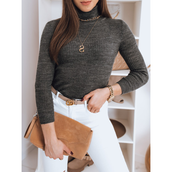 Dark gray sweater with a high neck Silver MY1268 - For women Dark gray sweater with a high neck Silver MY1268