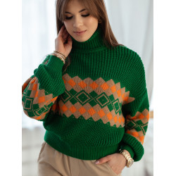 Akcija Žalios spalvos moteriškas megztinis Laloni