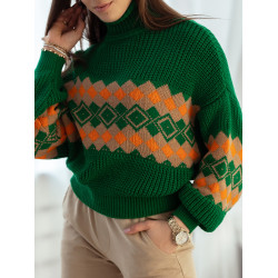 Akcija Žalios spalvos moteriškas megztinis Laloni