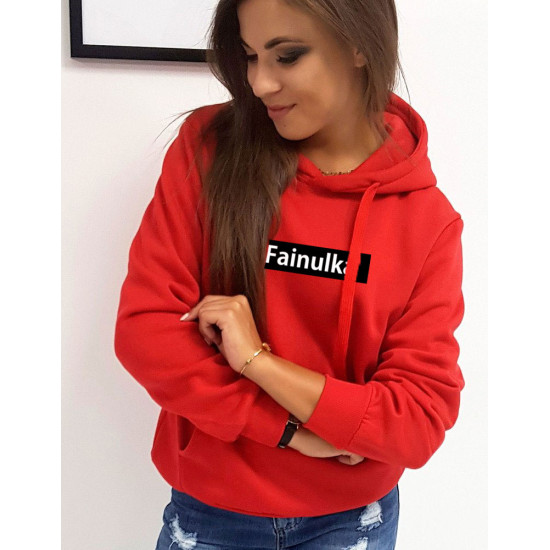 Womens red sweater Fainulka with a hood BY0278 - Notes for women Womens red sweater Fainulka with a hood BY0278