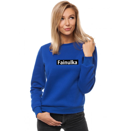Moteriškas ryškiai mėlynas džemperis Fainulka JS/W01 - Užrašai moterims Moteriškas ryškiai mėlynas džemperis Fainulka JS/W01
