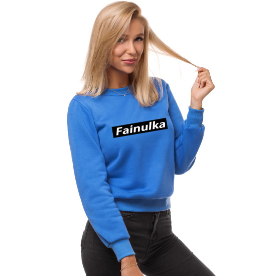 Moteriškas mėlynas džemperis Fainulka JS/W01 - Užrašai moterims Moteriškas mėlynas džemperis Fainulka JS/W01