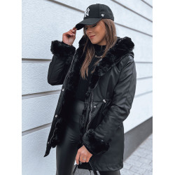 Juoda moteriška striukė su juodu kailiu Arctic Juoda moteriška striukė su juodu kailiu Arctic