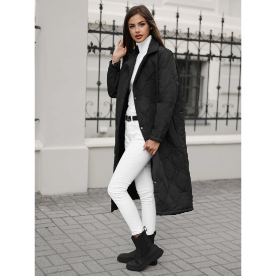 Akcija Juoda ilga striukė Suker JS/5M3177/392Z - Moterims Akcija Juoda ilga striukė Suker JS/5M3177/392Z